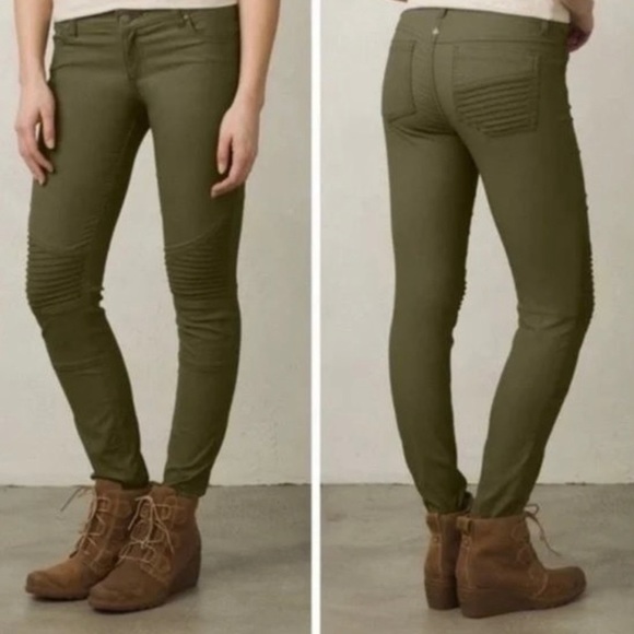 Prana Pants - Prana Women’s Green Brenna Moto Mid-rise Stretch Skinny Pants H8